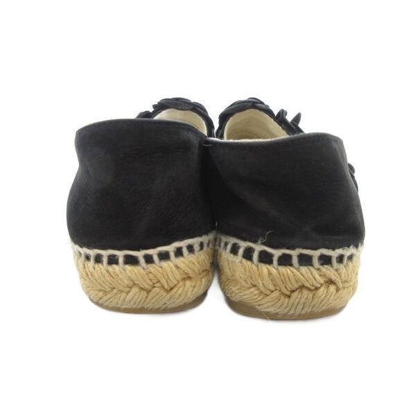 Chanel Camellia Suede Espadrille Slip-on Shoes 38 Black Black UO - GY18 - Picture 4 of 9